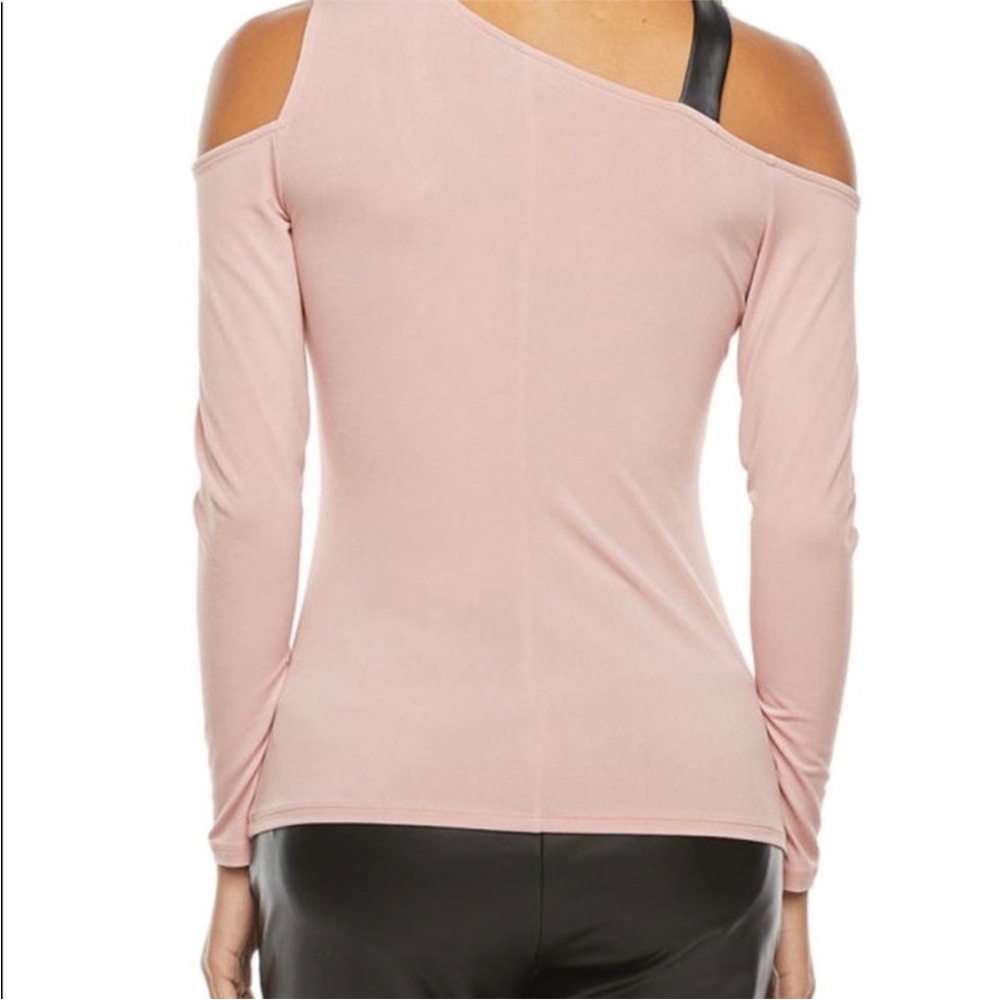 Bold Elements Asymmetrical Leather Neck Long Sleeve Top - L - NWT - Picture 2 of 7